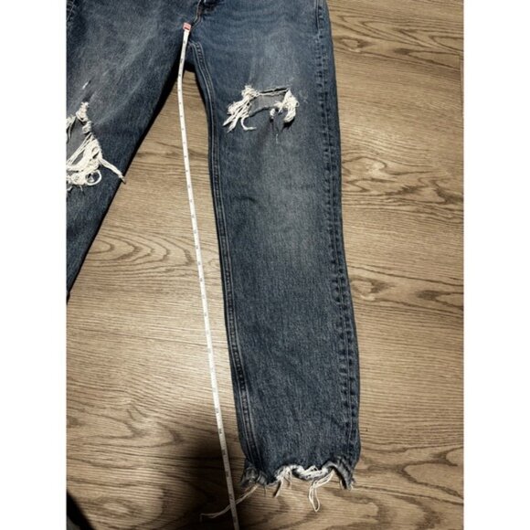 Abercrombie & Fitch High Rise Mom Jeans Denim Distressed Ripped Size 29 / 8 - Picture 3 of 6